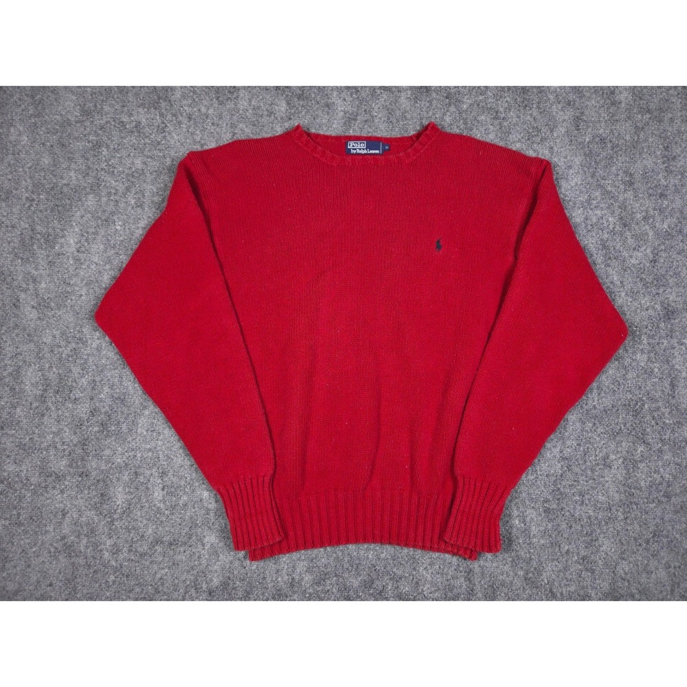 Polo Ralph Lauren Sweater Mens XL Red Cotton Knit Crewneck Pony Logo